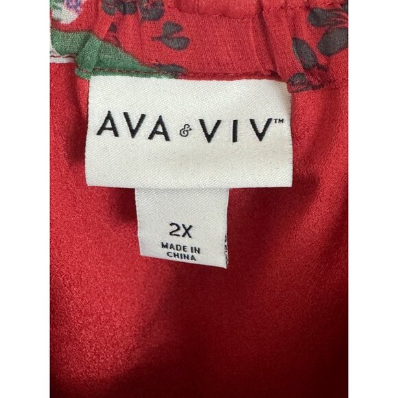 Red Floral Print Off The Shoulder Chiffon High-Low Dress Size 2X 18 20 Plus Size - Picture 6 of 7